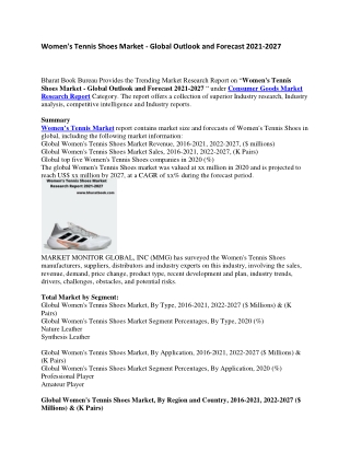 Women's Tennis Shoes Market - Global Outlook and Forecast 2021-2027-converted