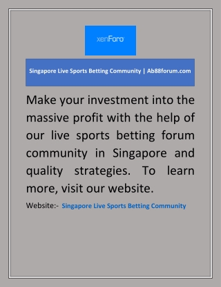 Singapore Live Sports Betting Community | Ab88forum.com