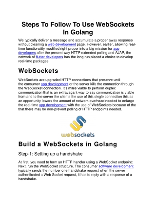 Steps To Follow To Use WebSockets In Golang