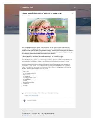 Cause of Severe Asthma  Asthma Treatment  Dr Nishtha Singh