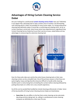 Advantages of Hiring Curtain Cleaning Service Dubai