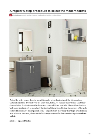 A regular 6-step procedure to select the modern toilets close coupled toilet