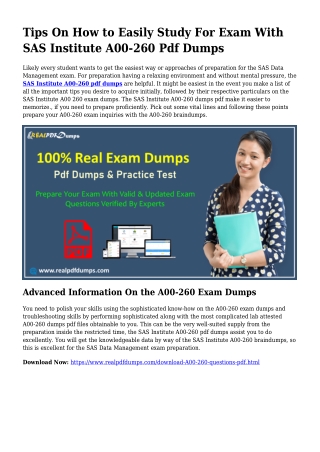 Sustainable A00-260 Dumps Pdf For Remarkable Result