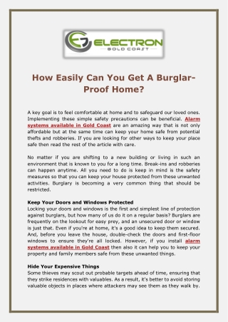 How Easily Can You Get A Burglar-Proof Home