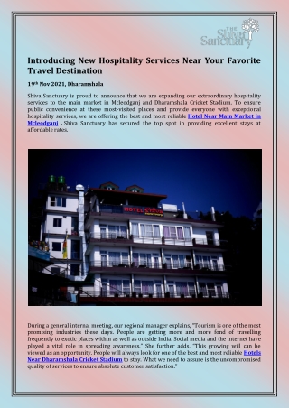 Hotels Near Dharamshala Cricket Stadium