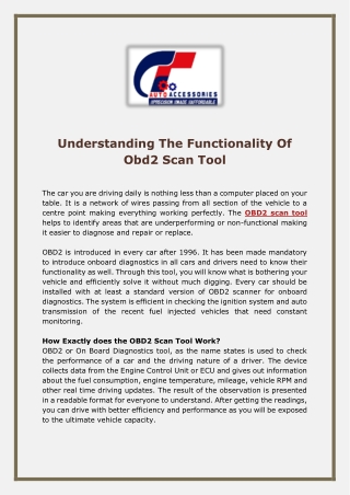 Understanding The Functionality Of Obd2 Scan Tool