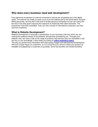Why does every business need web development