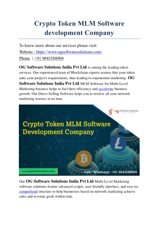 Crypto Token MLM Software development company