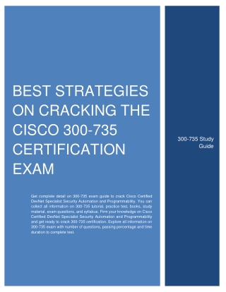 Best Strategies On Cracking the Cisco 300-735 SAUTO Certification Exam