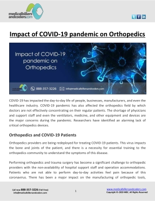 Impact of COVID-19 pandemic on Orthopedics