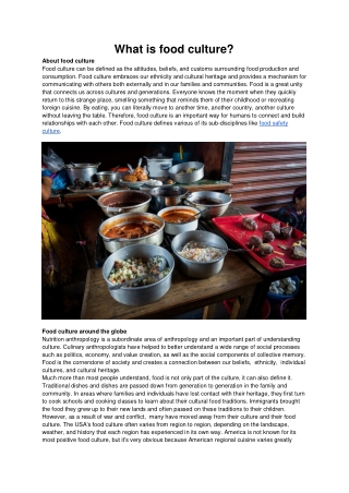What is food culture