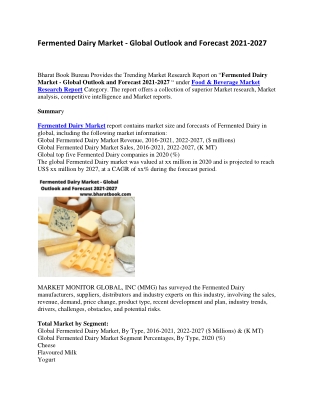Fermented Dairy Market - Global Outlook and Forecast 2021-2027-converted