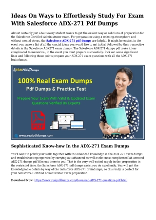 Important Planning From the Enable Of ADX-271 Dumps Pdf