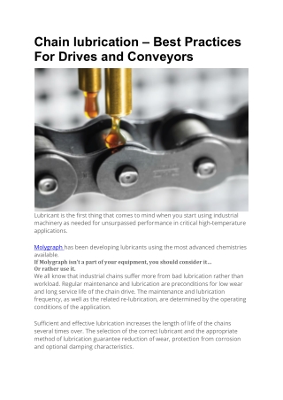 Chain lubrication