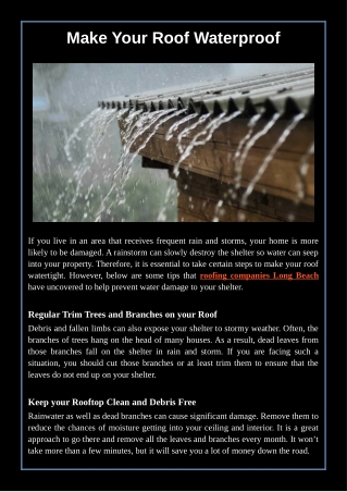 Make Your Roof Waterproof