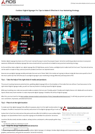 Important Outdoor Digital Signage Tips to Make It Effective in Your Marketing Strategy
