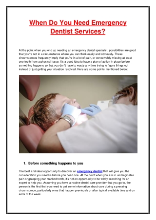When Do You Need Emergency Dentist Services