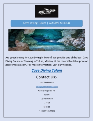 Cave Diving Tulum | GO DIVE MEXICO