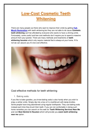 Low-Cost Cosmetic Teeth Whitening