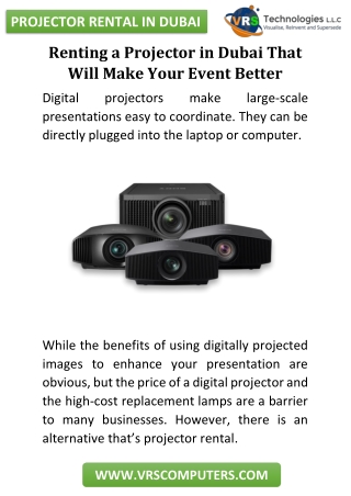 Renting A Projector In Dubai That Will Make Your Event Better