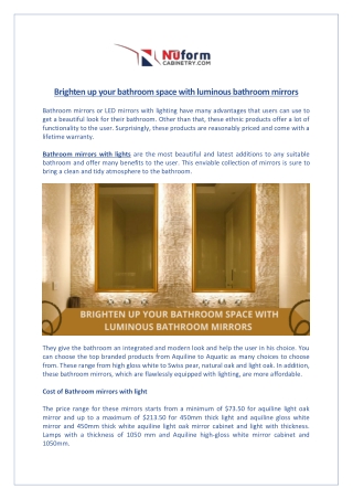 Brighten up your bathroom space with luminous bathroom mirrors