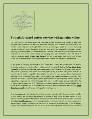 Straightforward gutter service with genuine value
