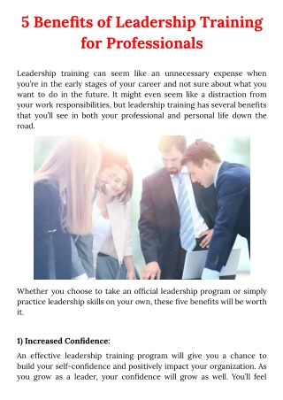 5 Benefits of Leadership Training for Professionals