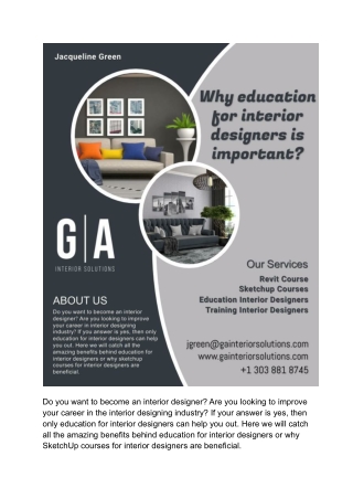 Why education for interior designers is important?