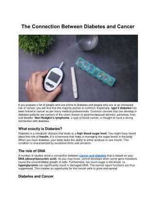 The Connection Between Diabetes and Cancer