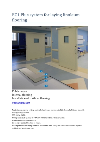 EC1 Plus system for laying linoleum flooring