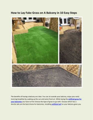 How to Lay Fake Grass on A Balcony in 10 Easy Steps