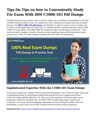Worthwhile Preparing With the Aid Of C1000-103 Dumps Pdf