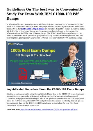 C1000-109 Pdf Dumps The Logical Preparing Supply