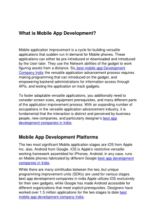 What is Mobile App Development ?