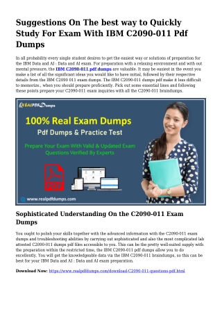 Valuable Preparing Through the Assistance Of C2090-011 Dumps Pdf
