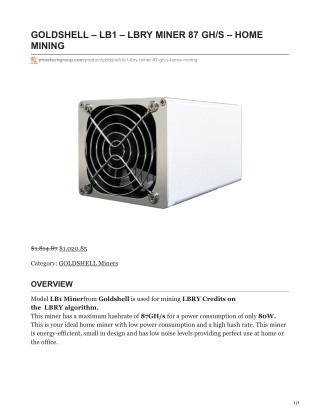 GOLDSHELL – LB1 – LBRY MINER 87