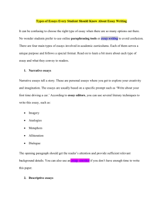 Types of Essays Every Student Should Know About Essay Writing