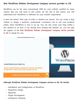 best WordPress Development service in UK