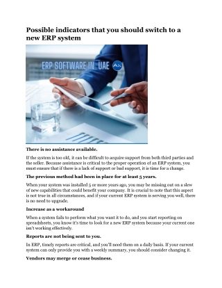 Possible indicators that you should switch to a new ERP system