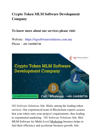 Crypto Token MLM Software Development Company