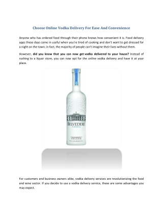 Choose Online Vodka Delivery For Ease And Convenience