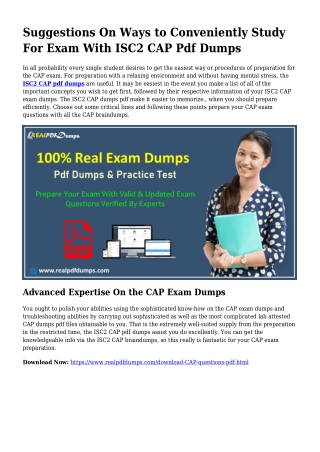 Practical Your Preparation By way of CAP Pdf Dumps