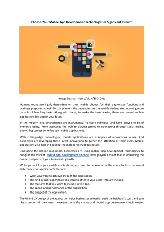 Choose Your Mobile App Development Technology For Significant Growth