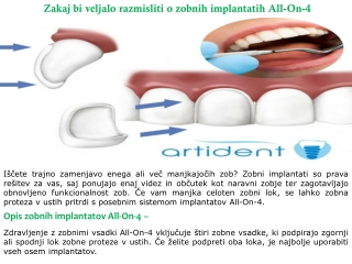 Zakaj bi veljalo razmisliti o zobnih implantatih All On 4?