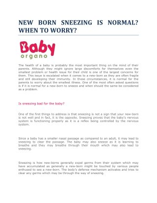 NEW BORN SNEEZING IS NORMAL WHEN TO WORRY