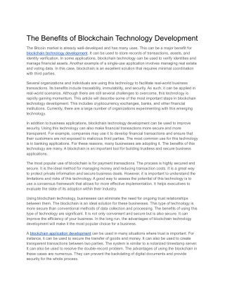 Benefits of Blockchain Technology Development