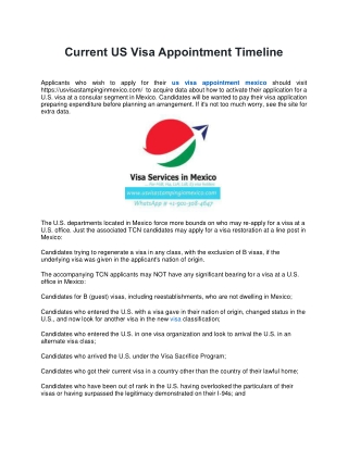 Current US Visa Appointment Timeline