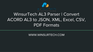 WinsurTech AL3 Parser _ Convert ACORD AL3 to JSON, XML, Excel, CSV, PDF Formats