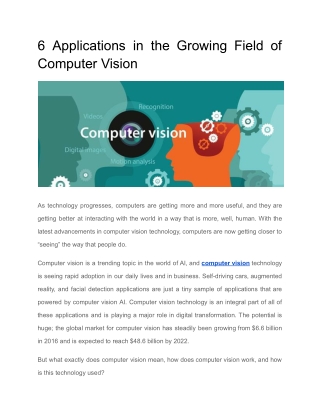 6 Applications in the Growing Field of Computer Vision