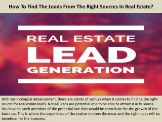 How To Find The Leads From The Right Sources In Real Estate?